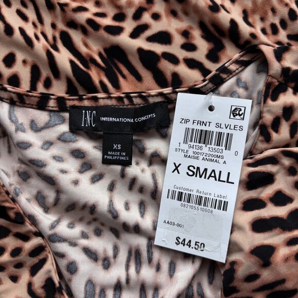 I.N.C. International Concepts Women's Sleeveless Leopard Printed 1/4-Zip Top NWT - Picture 7 of 7